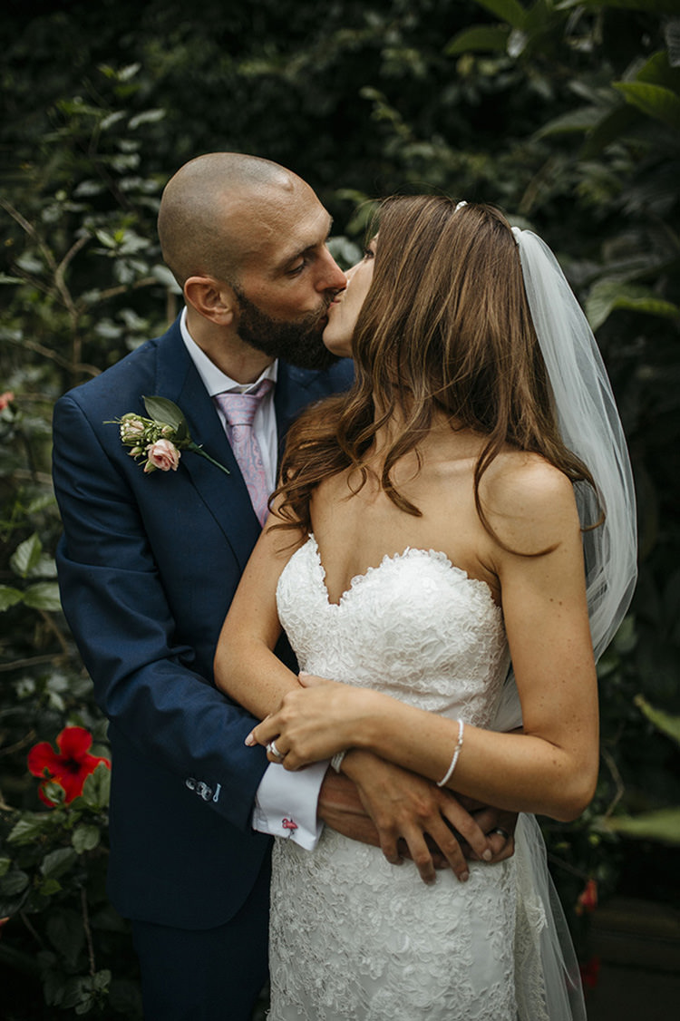 Bride Bridal Gown Dress Essence of Australia Sweetheart Neckline Cathedral Veil Fishtail Three Piece Suit Waistcoat Groom Navy Pretty Floral Boho Tipi Wedding https://www.kindredphotography.co.uk/