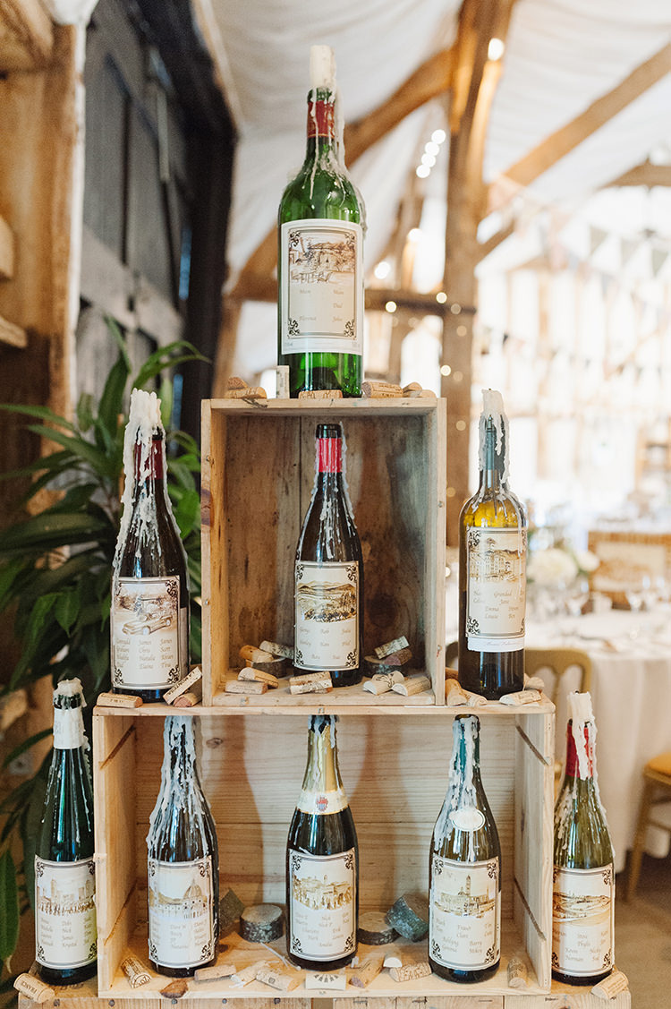 Wine Bottle Candles Seating Plan Table Chart Darling Peach Sage Green Grey Farm Wedding http://www.photographybybea.co.uk/