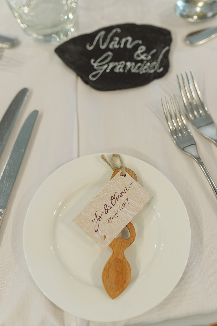 Welsh Spoon Favours Darling Peach Sage Green Grey Farm Wedding http://www.photographybybea.co.uk/