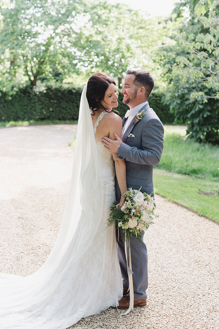 Osini by Pronovias Lace Dress Gown Bride Bridal Darling Peach Sage Green Grey Farm Wedding http://www.photographybybea.co.uk/
