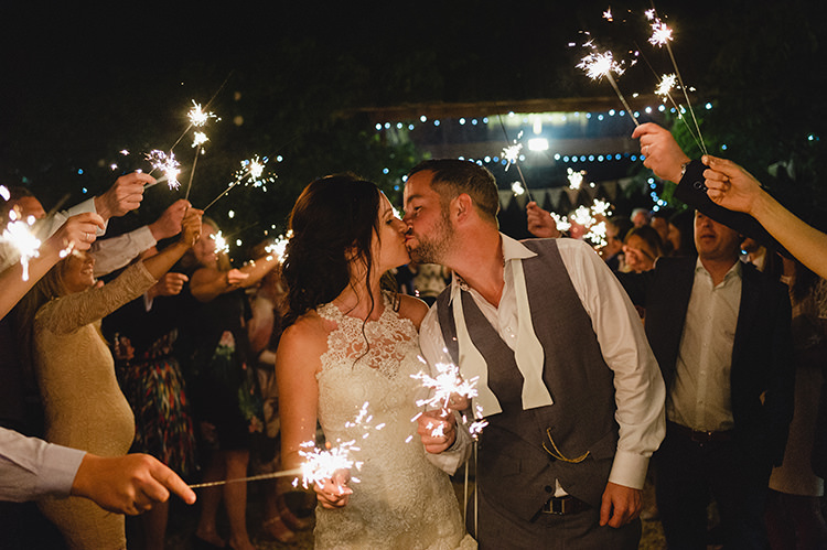 Sparklers Exit Bride Groom Darling Peach Sage Green Grey Farm Wedding http://www.photographybybea.co.uk/