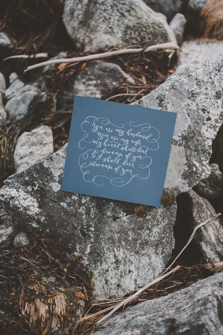 Calligraphy Quote Vow Letter Minimalist Norway Mountain Elopement | Moody Chic Norwegian Fjord Wedding Ideas https://www.anoukfotografeert.nl/