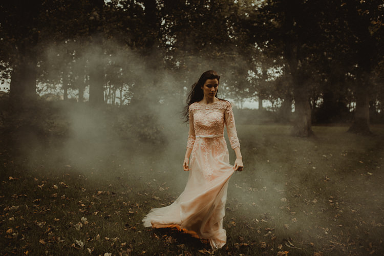 Smoke Bombs Moody Ethereal Winter Woodland Wedding Ideas http://belleartphotography.co.uk/
