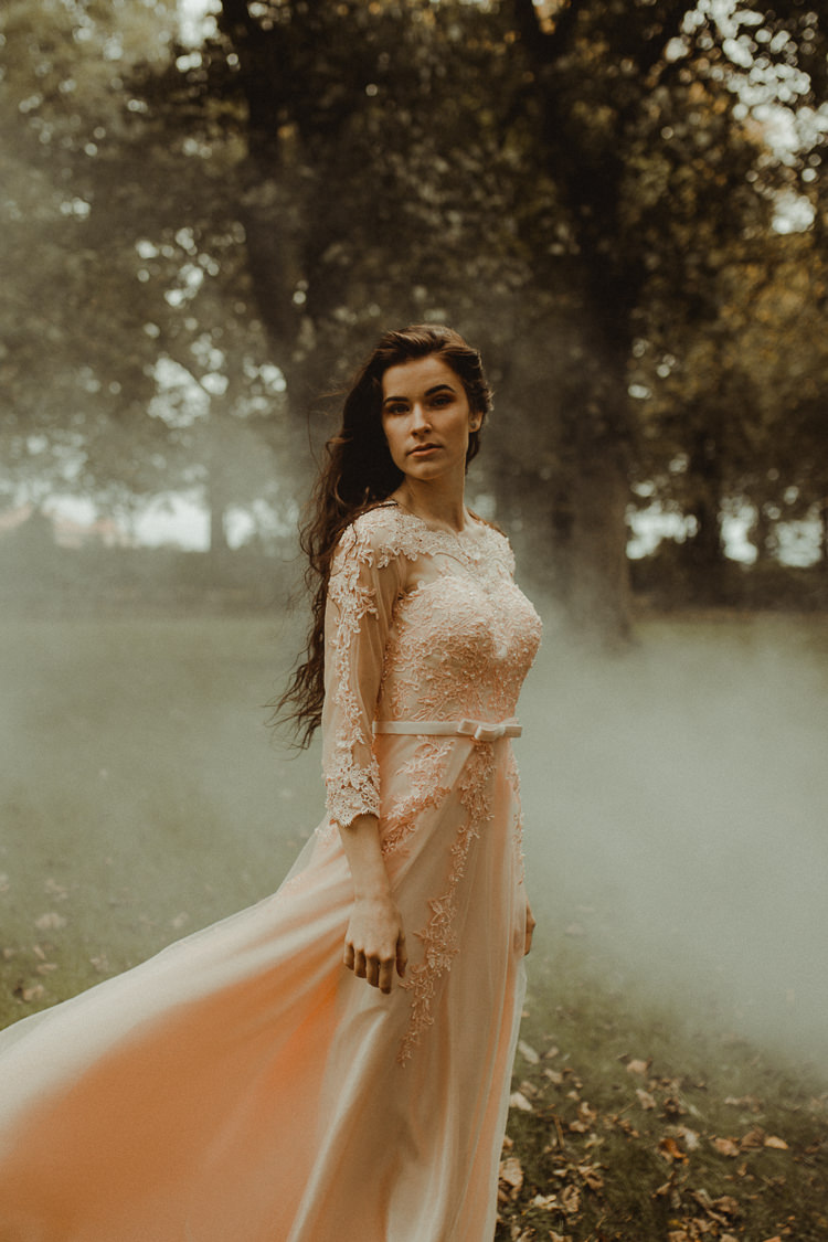 Vintage Dress Gown Bride Bridal Pink Blush Moody Ethereal Winter Woodland Wedding Ideas http://belleartphotography.co.uk/