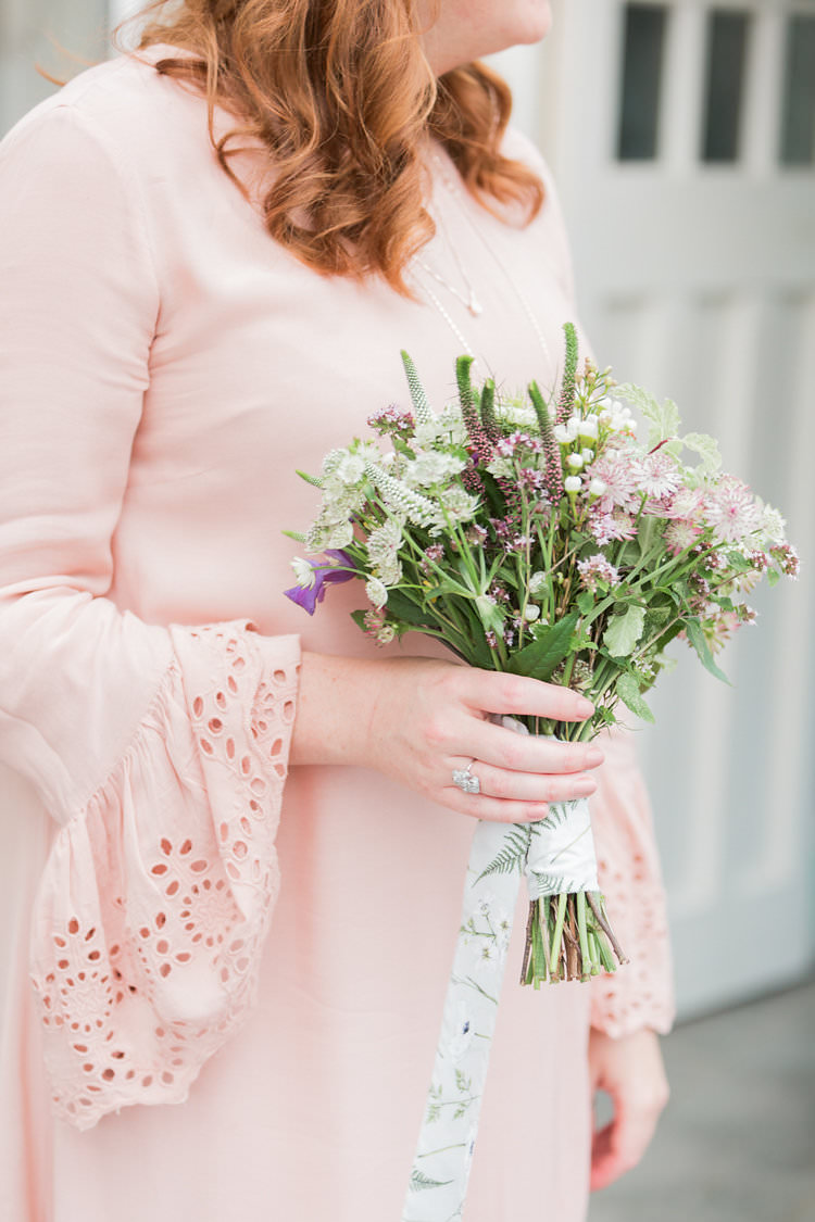 Bridesmaid Bouquet Posy Flowers Ribbon Fun Late Summer Outdoor Farm Wedding http://bowtieandbellephotography.co.uk/