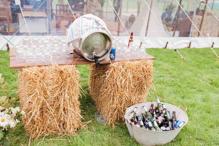 Hay Bale Bar Table Fun Late Summer Outdoor Farm Wedding http://bowtieandbellephotography.co.uk/