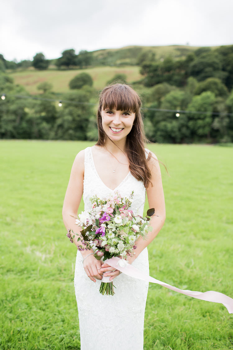Bride Bridal Strap Lace Dress Gown Fun Late Summer Outdoor Farm Wedding http://bowtieandbellephotography.co.uk/