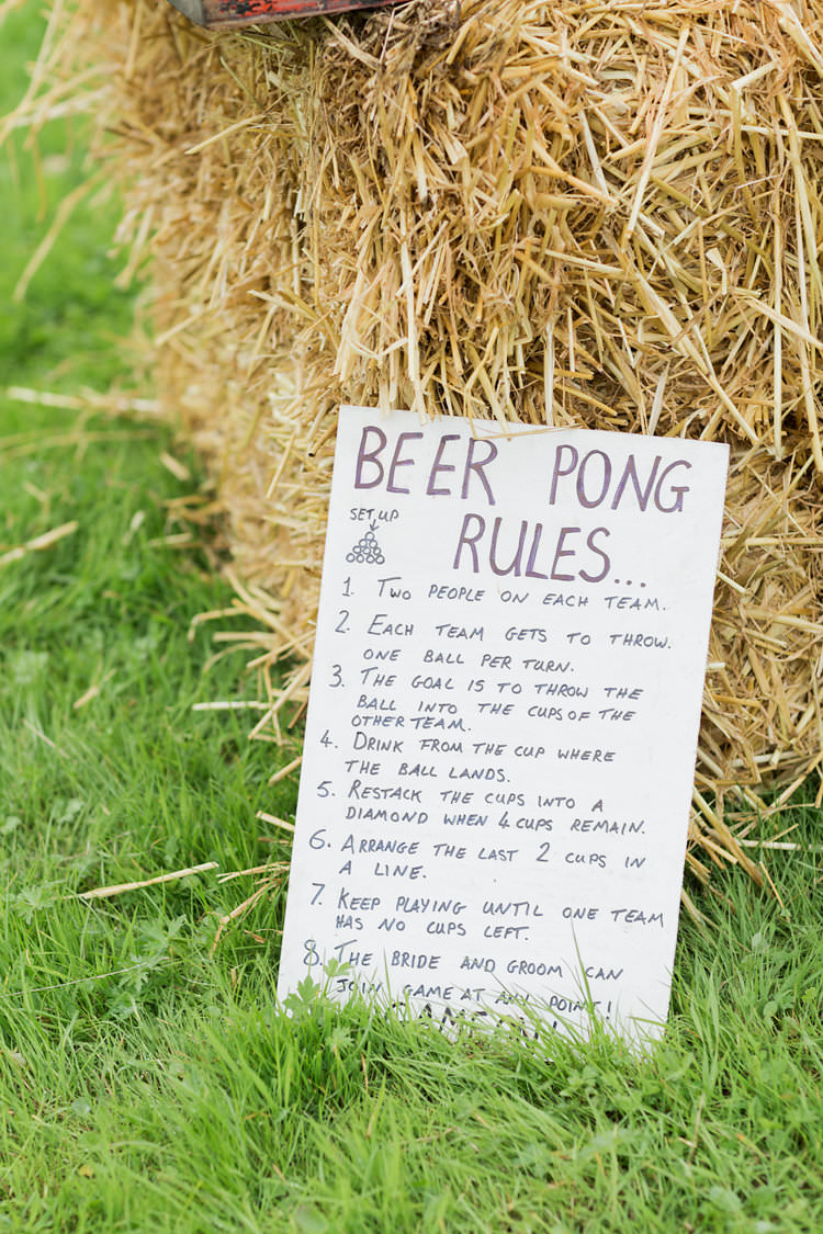 Beer Pong Fun Late Summer Outdoor Farm Wedding http://bowtieandbellephotography.co.uk/