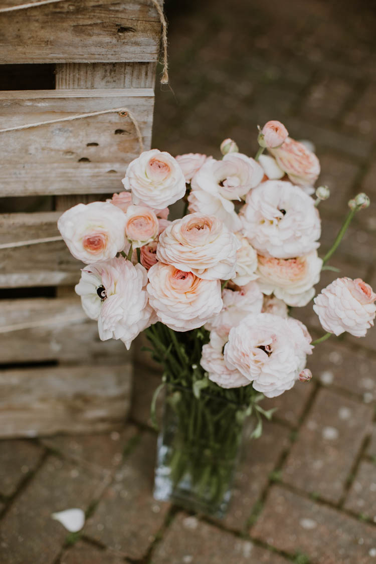 Pink Peach Flowers Jar Rustic Copper Spring Barn Wedding http://www.alexandrajane.co.uk/