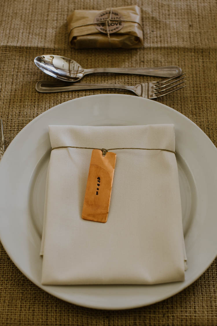 Place Name Tag Setting Label Rustic Copper Spring Barn Wedding http://www.alexandrajane.co.uk/