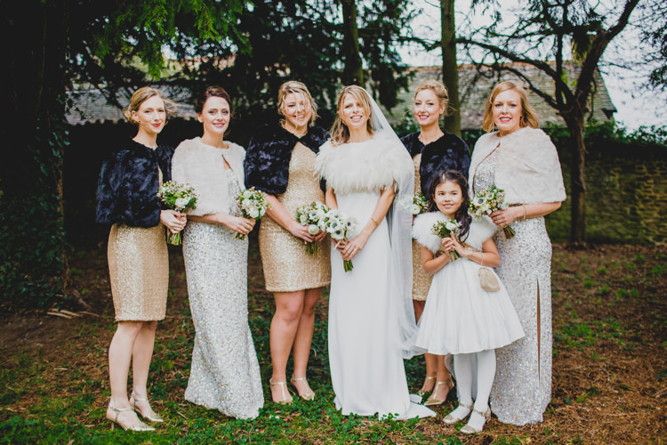Gold Silver Sequin Bridesmaid Dresses Christmas Wedding Cotswolds http://jonnymp.com/