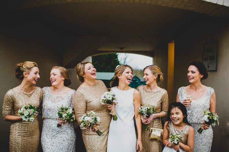Gold Silver Sequin Bridesmaid Dresses Christmas Wedding Cotswolds http://jonnymp.com/