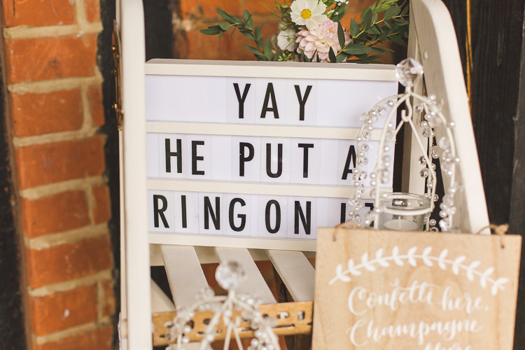 Stepladder Display Lightbox He Put A Ring On It Wooden Handpainted Sign Whimsical Romantic Barn Wedding http://kirstymackenziephotography.co.uk/