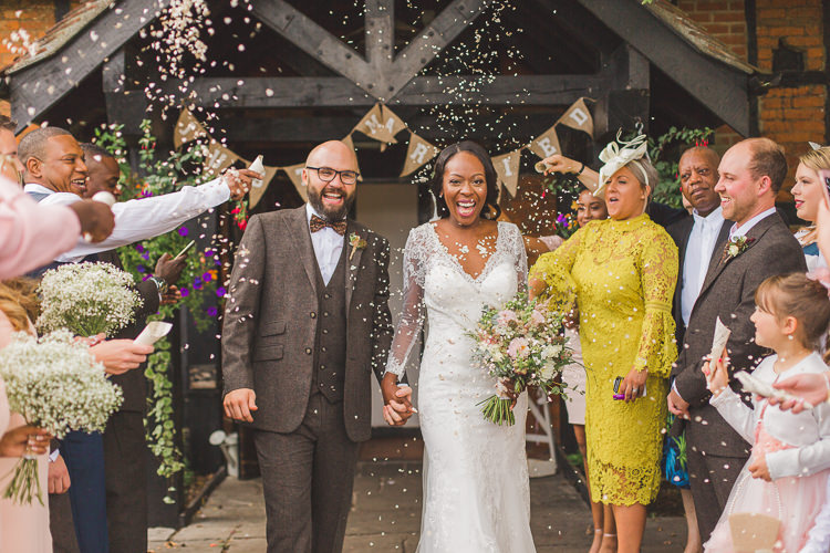 Bride Bridal Maggie Sottero Long Sleeved Lace Dress Sweetheart Brown Tweed Groom Suit Three Piece Confetti Whimsical Romantic Barn Wedding http://kirstymackenziephotography.co.uk/