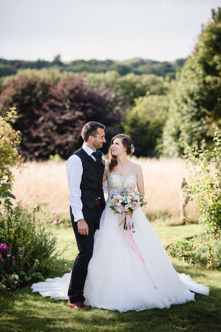Bride Bridal Princess Embellished Sparkle Top Waistcoat Groom Bouquet Pastel Personal Homegrown Country Farm Wedding https://www.emmahare.com/