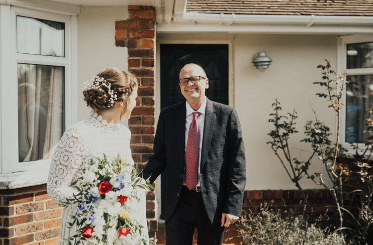 Bride Bridal Self Portrait Wedding Dress Multicolour Bouquet Ribbon Plait Up Do Gypsophila Stylish Budget Friendly Village Hall Wedding http://natalyjphotography.com/