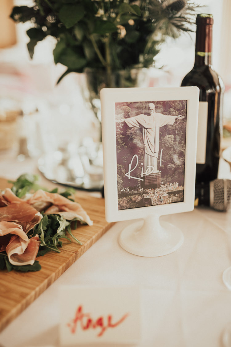 Table Name Centre Photo Frame Stylish Budget Friendly Village Hall Wedding http://natalyjphotography.com/