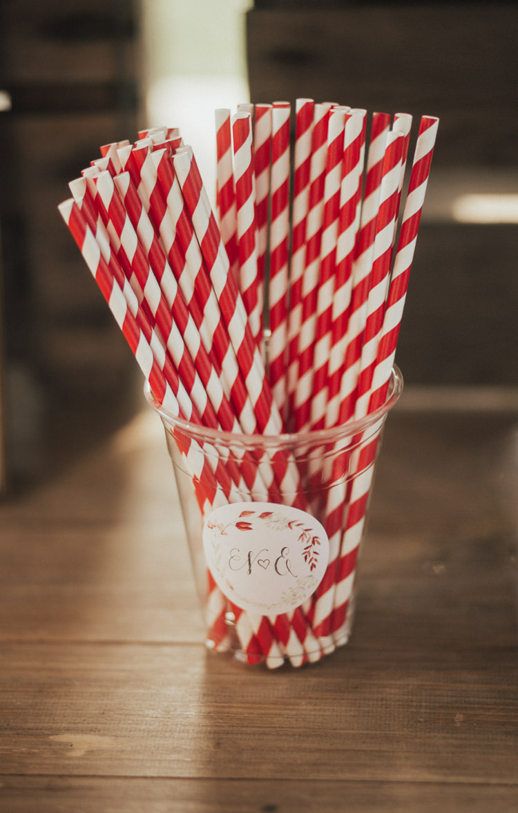 Stripy Straws Personalised Monogram Sticker Stylish Budget Friendly Village Hall Wedding http://natalyjphotography.com/