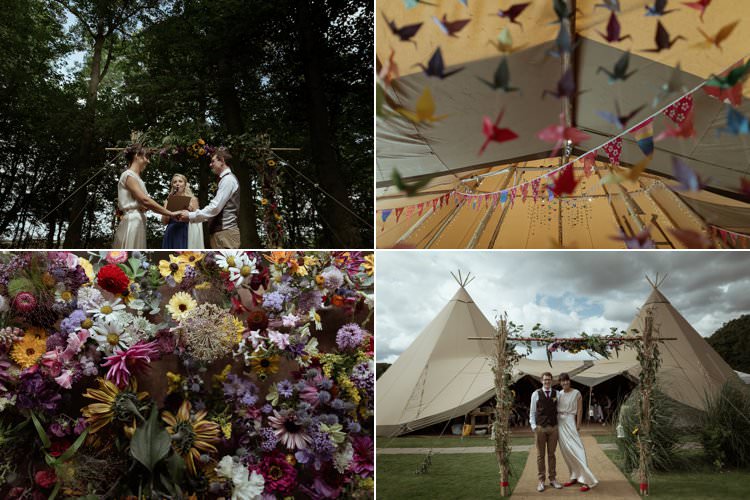 Magical Woodland Clearing Wedding with Colourfully Decorated Tipis https://www.lukebellphotography.co.uk/