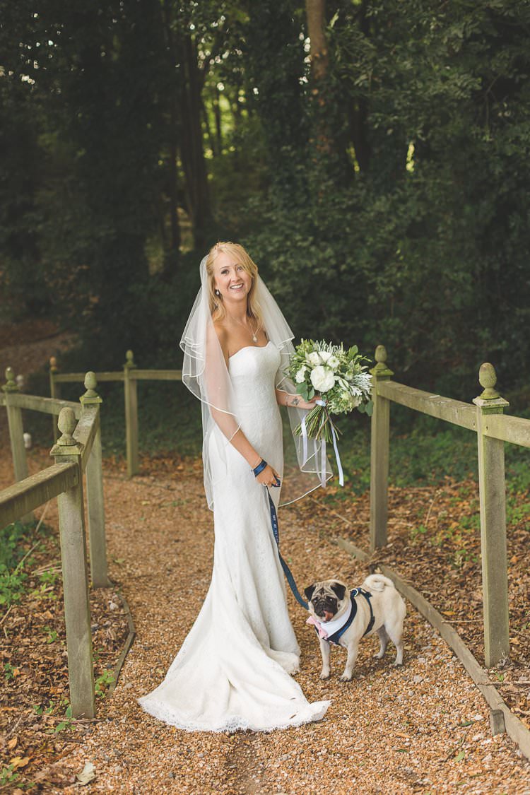 Bride Bridal Lace Gown Dress Strapless Rustic Outdoor Summer Wedding Pet Pug http://kirstymackenziephotography.co.uk/