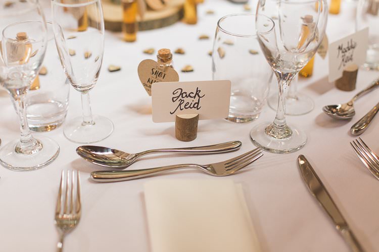 Log Calligraphy Place Name Cards Rustic Outdoor Summer Wedding Pet Pug http://kirstymackenziephotography.co.uk/