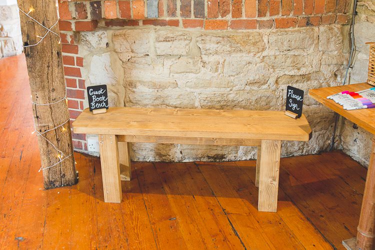 Guest Book Bench Rustic Outdoor Summer Wedding Pet Pug http://kirstymackenziephotography.co.uk/