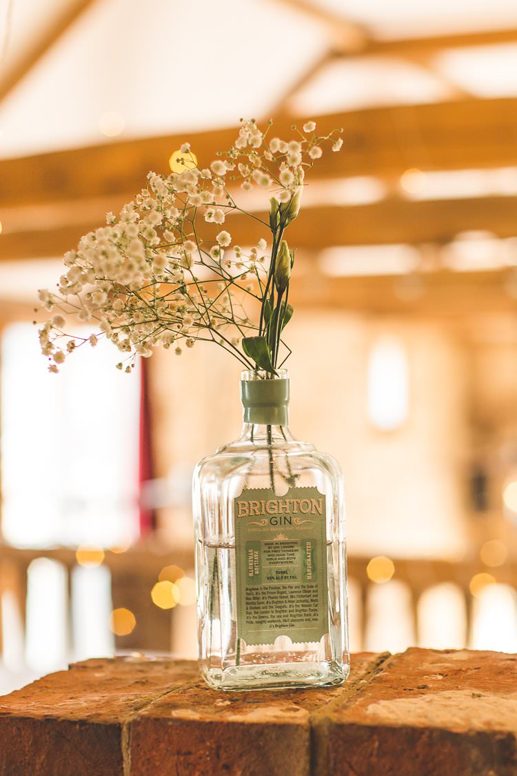 Gin Bottle Flowers Rustic Outdoor Summer Wedding Pet Pug http://kirstymackenziephotography.co.uk/