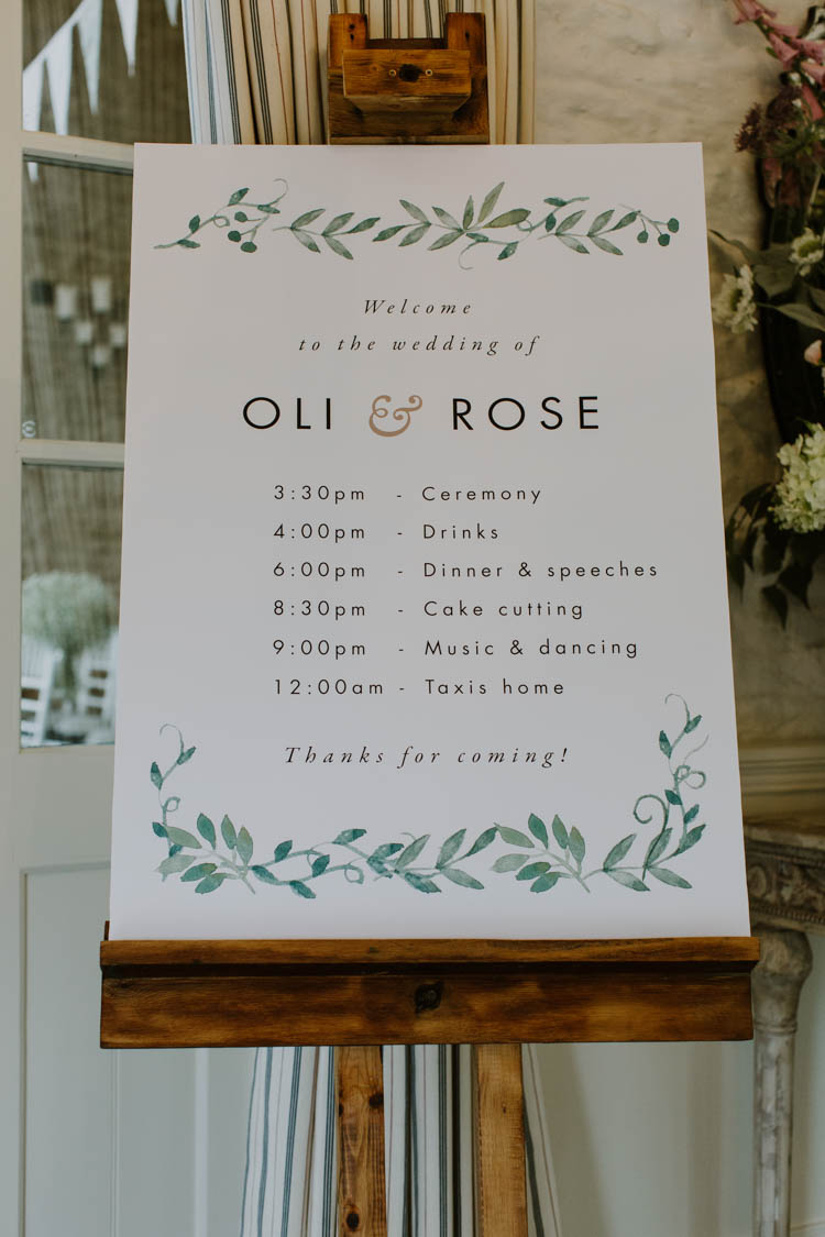 Botanical Greenery Stationery Sign Unconventional Country Cotswolds Barn Wedding http://www.alexandrajane.co.uk/