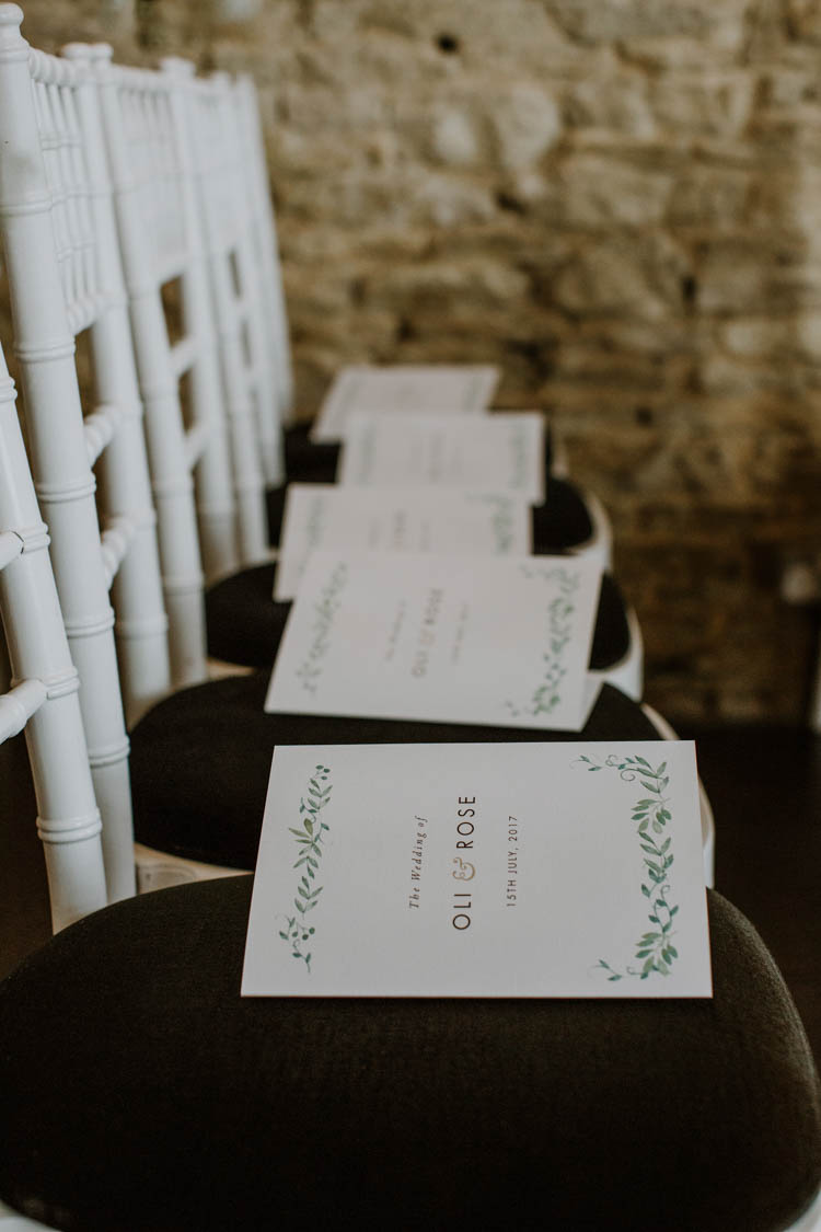 Stationery Botanical Greenery Order Service Booklet Unconventional Country Cotswolds Barn Wedding http://www.alexandrajane.co.uk/