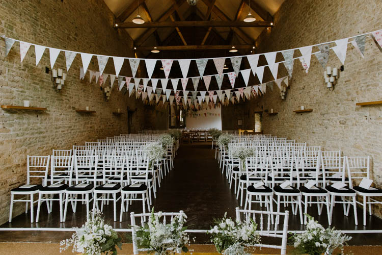 Ceremony Room Bunting Unconventional Country Cotswolds Barn Wedding http://www.alexandrajane.co.uk/