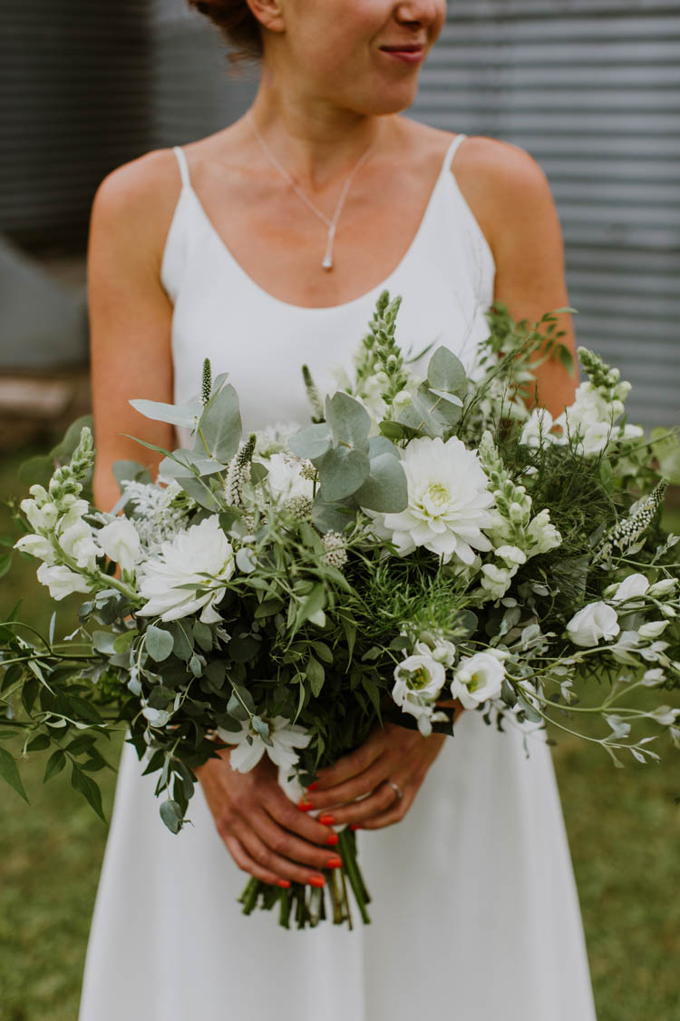 Bouquets Flowers Bride Bridal Greenery Foliage White Green Unconventional Country Cotswolds Barn Wedding http://www.alexandrajane.co.uk/
