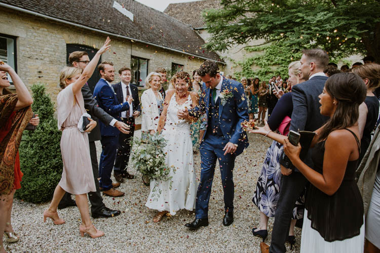 Confetti Throw Bride Groom Unconventional Country Cotswolds Barn Wedding http://www.alexandrajane.co.uk/
