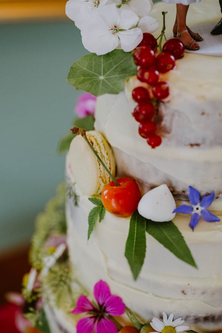 Buttercream Cake Flowers Berries Macarons Unconventional Country Cotswolds Barn Wedding http://www.alexandrajane.co.uk/