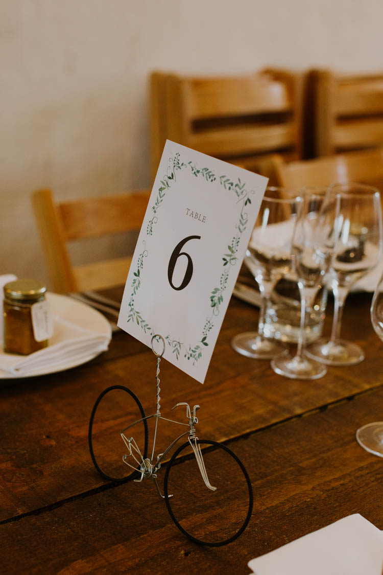 Table Number Botanical Greenery Bicycle Wire Unconventional Country Cotswolds Barn Wedding http://www.alexandrajane.co.uk/