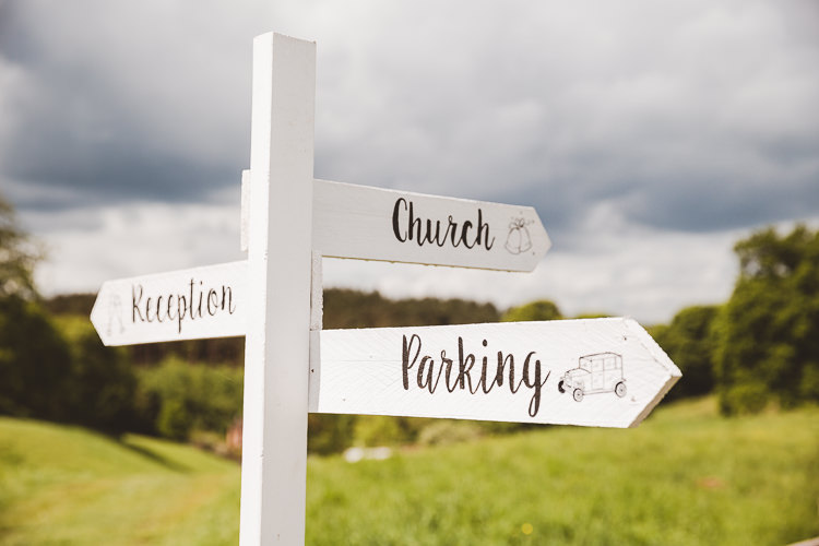 Sign Signpost Wooden Painted Brightly Coloured Mismatched Marquee Wedding http://www.nicolacasey.photography/