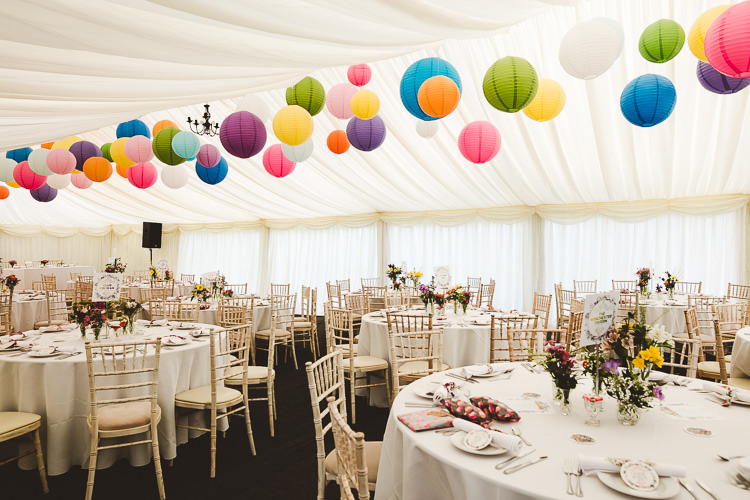 Rainbow Lanterns Decor Decoration Brightly Coloured Mismatched Marquee Wedding http://www.nicolacasey.photography/