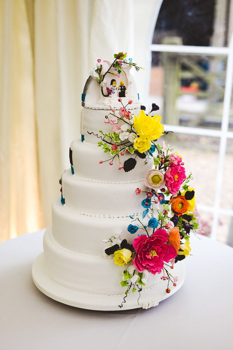 Floral Flower Cake Brightly Coloured Mismatched Marquee Wedding http://www.nicolacasey.photography/