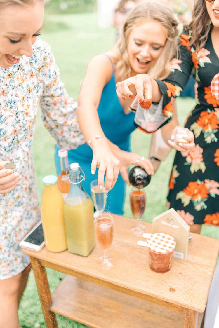 Pimp Prosecco Station Bar Drinks Rustic Summer Country DIY Barn Wedding http://sarahjaneethan.co.uk/