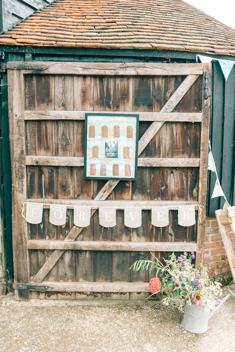 Seating Plan Table Chart Luggage Tag Frame Rustic Summer Country DIY Barn Wedding http://sarahjaneethan.co.uk/