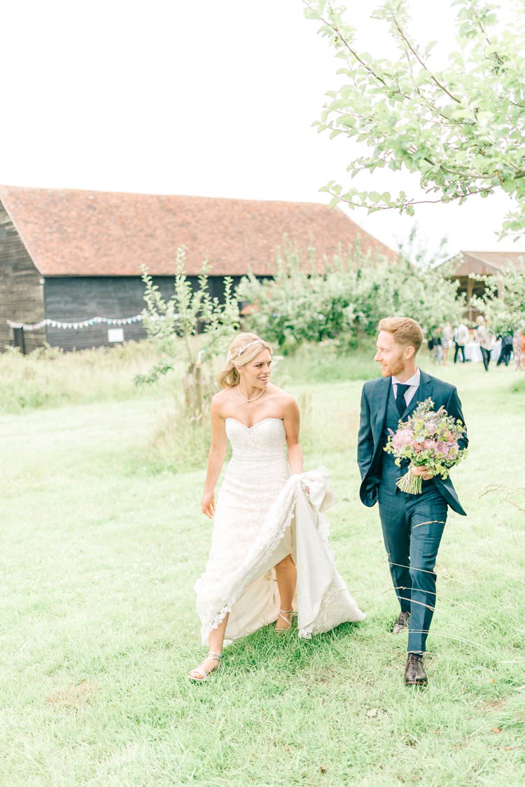 Groom Navy Check Suit Rustic Summer Country DIY Barn Wedding http://sarahjaneethan.co.uk/