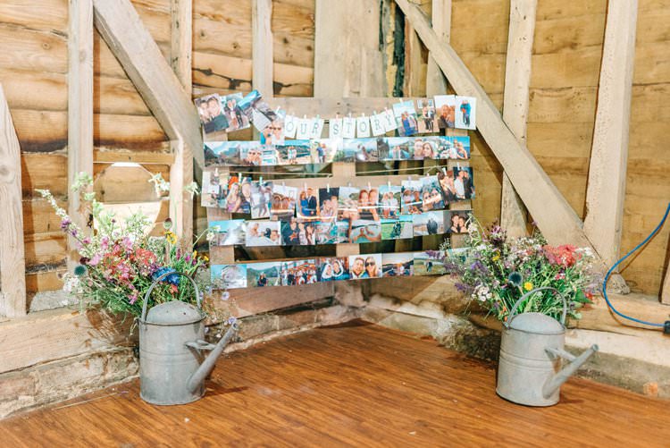 Photo Wall Rustic Summer Country DIY Barn Wedding http://sarahjaneethan.co.uk/
