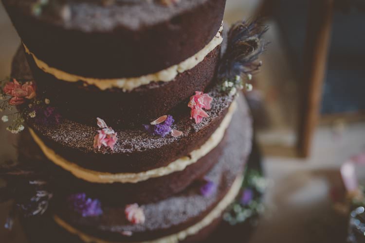 Naked Cake Sponge Chocolate Layer Quirky Afternoon Tea Wedding http://laurarhianphotography.co.uk/