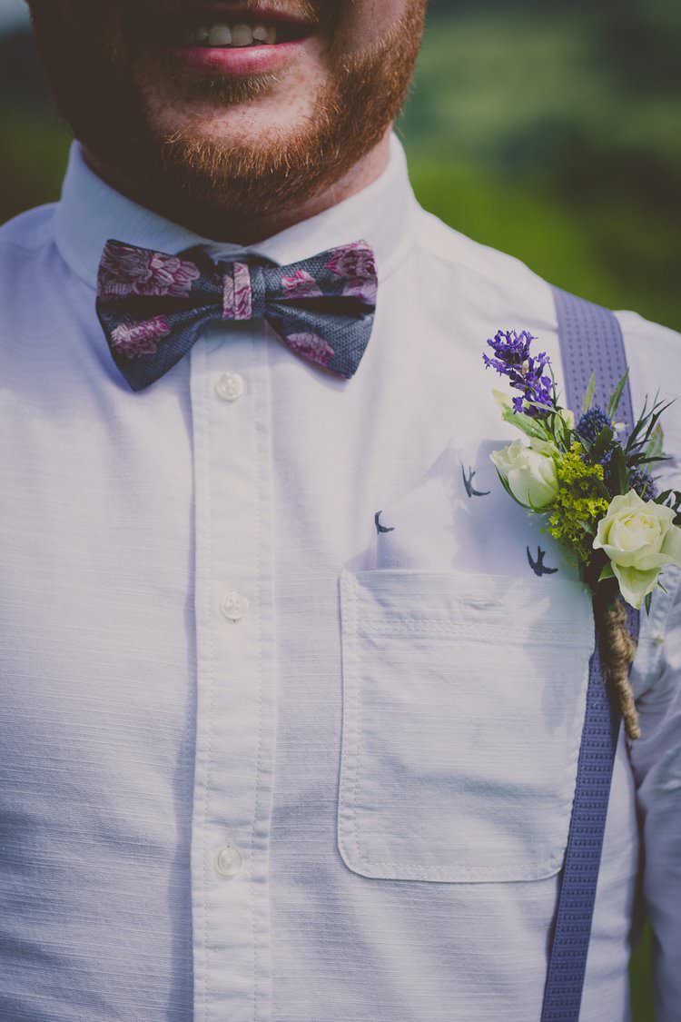 Bow Tie Braces Buttonhole Groom Style Quirky Afternoon Tea Wedding http://laurarhianphotography.co.uk/