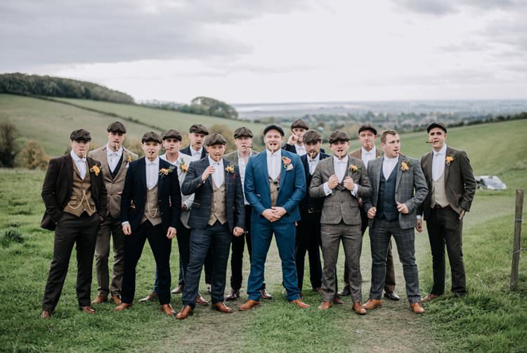 Groom Groomsmen Suits Tweed Flat Caps No Ties Shirts Rustic Peaky Blinders Vineyard Wedding Yorkshire https://www.kazooieloki.co.uk/