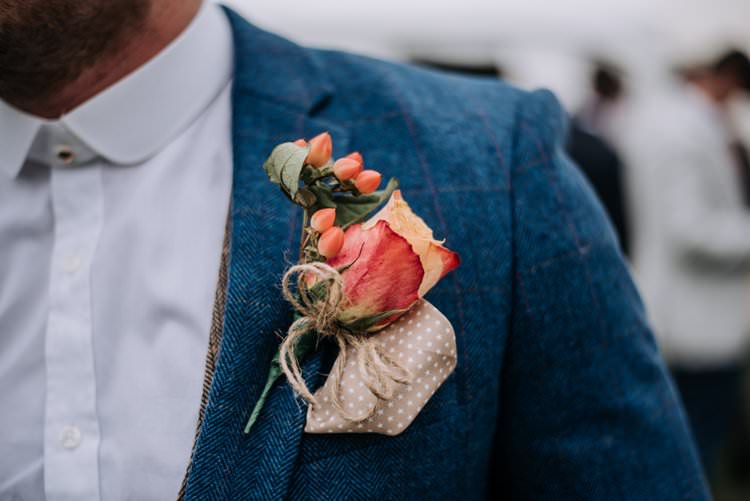 Rose Twine Buttonhole Groom Rustic Peaky Blinders Vineyard Wedding Yorkshire https://www.kazooieloki.co.uk/