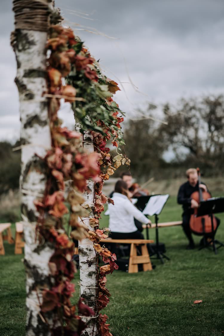 Arch Backdrop Branch Ceremony Flowers Leaves Rustic Peaky Blinders Vineyard Wedding Yorkshire https://www.kazooieloki.co.uk/