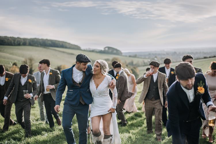 Groom Groomsmen Suits Tweed Flat Caps No Ties Shirts Rustic Peaky Blinders Vineyard Wedding Yorkshire https://www.kazooieloki.co.uk/