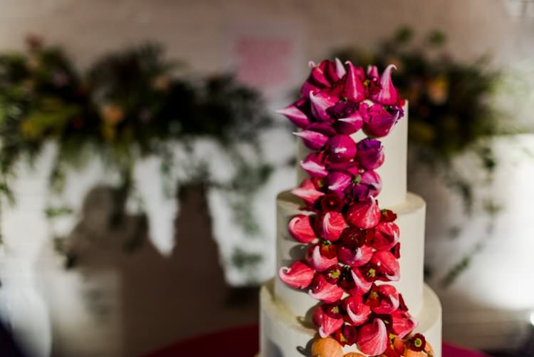 Cake Tiered Meringue Kisses Trailing Bright Very Colourful Quirky Fun City Wedding London http://www.babbphoto.com/