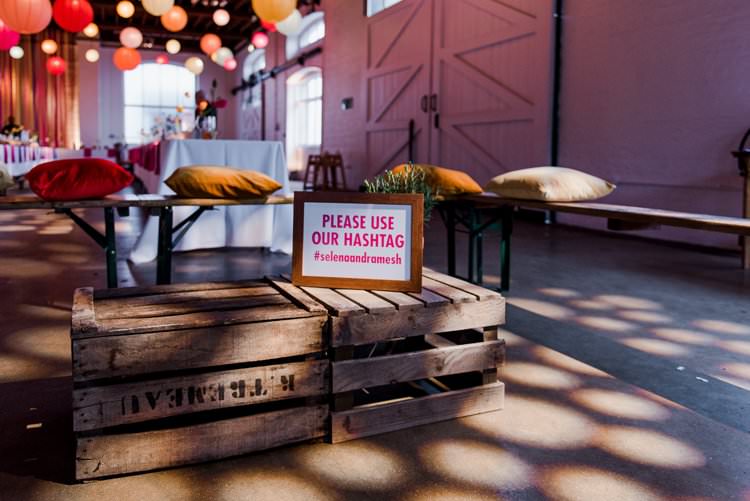 Rustic Fruit Crate Hashtag Social Media Benches Bright Very Colourful Quirky Fun City Wedding London http://www.babbphoto.com/