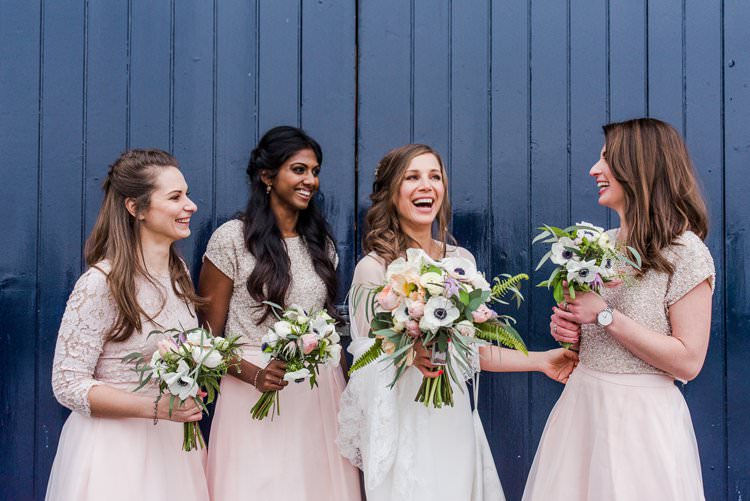 Bride Bridal Bridesmaids Blush Embellished Sassi Holford Gown Dress Bright Very Colourful Quirky Fun City Wedding London http://www.babbphoto.com/